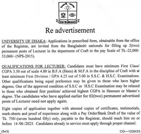 Dhaka University Job Circular 2023